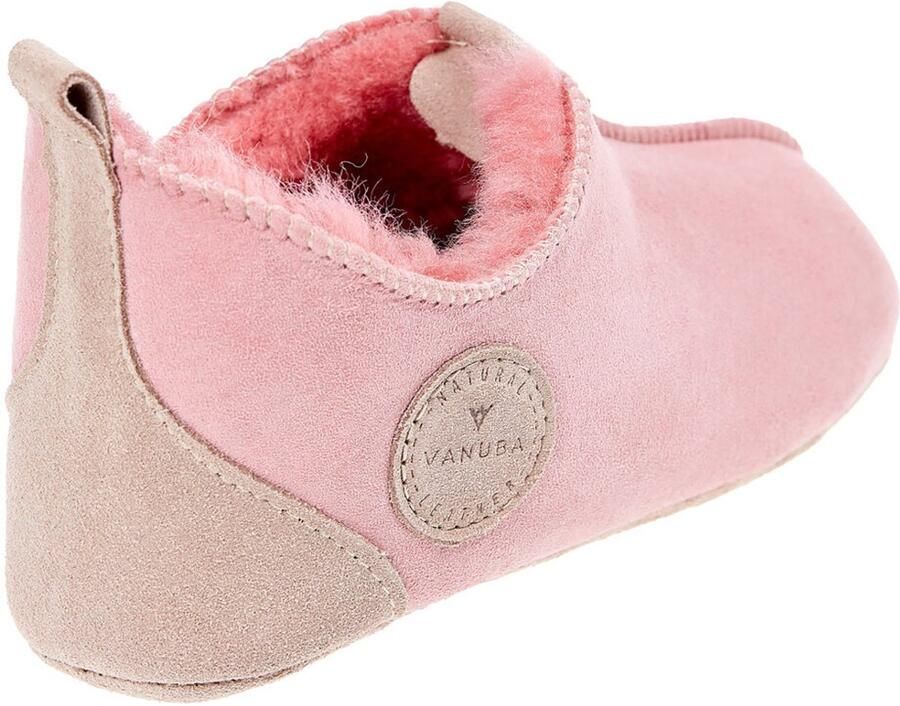 Vanuba Oxford Kinderschoenen Roze Lamswollen Voering Zacht Suède