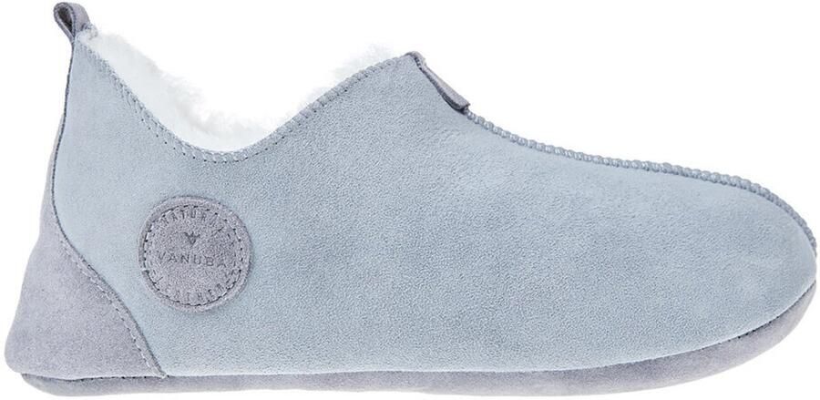 Vanuba Oxford Dames Pantoffels Grijs-wit Leer