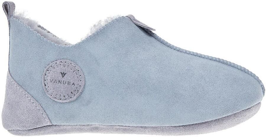 Vanuba Oxford Kinderpantoffels Grijs Schapenleer Zachte Zool