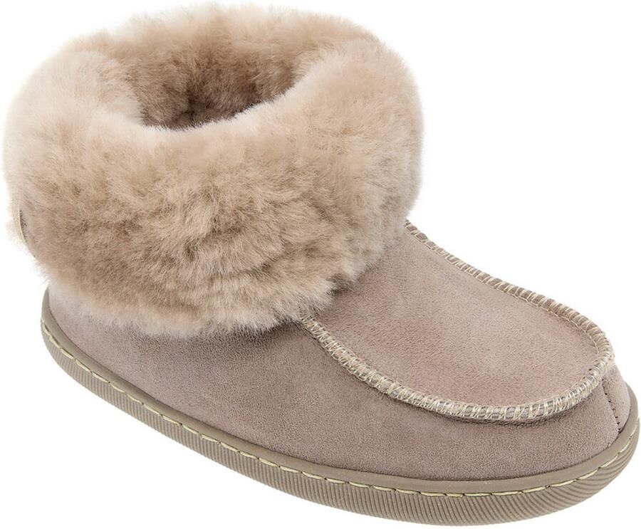 Vanuba Peppin Kinder Pantoffels 100% Natuurlijk Schapenleer & Wol Handgemaakt Thermoregulerend Anti-slip Zool Grijs