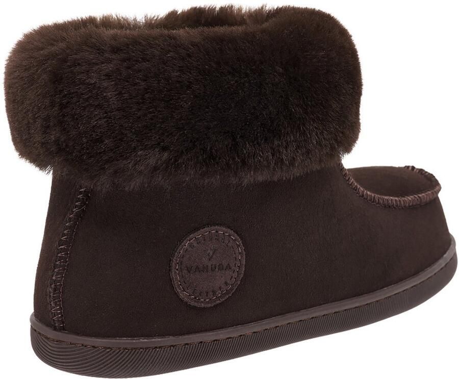 Vanuba Peppin Leren Dames Sloffen Bruin Uitneembare Zachte Inlegzool