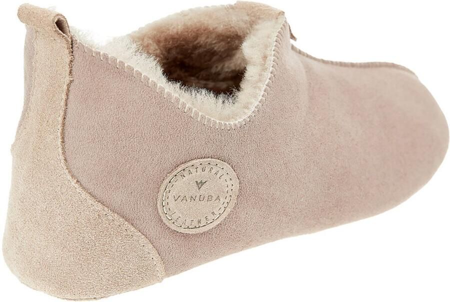 Vanuba Suède Pantoffels Wol gevoerde sloffen Rolstoel sloffen Zeer zacht voor in huis ECO-vriendelijk en Duurzaam Beige bruin