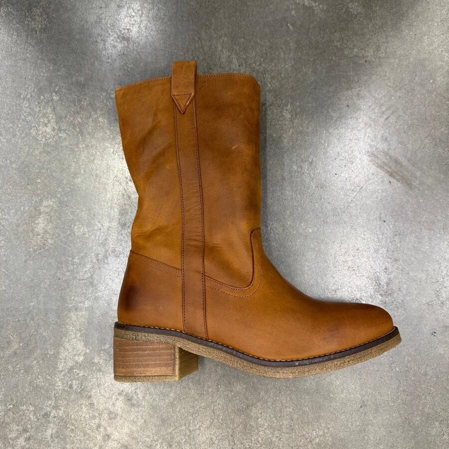 Vaton cowboy laarzen dames cognac waxed leer