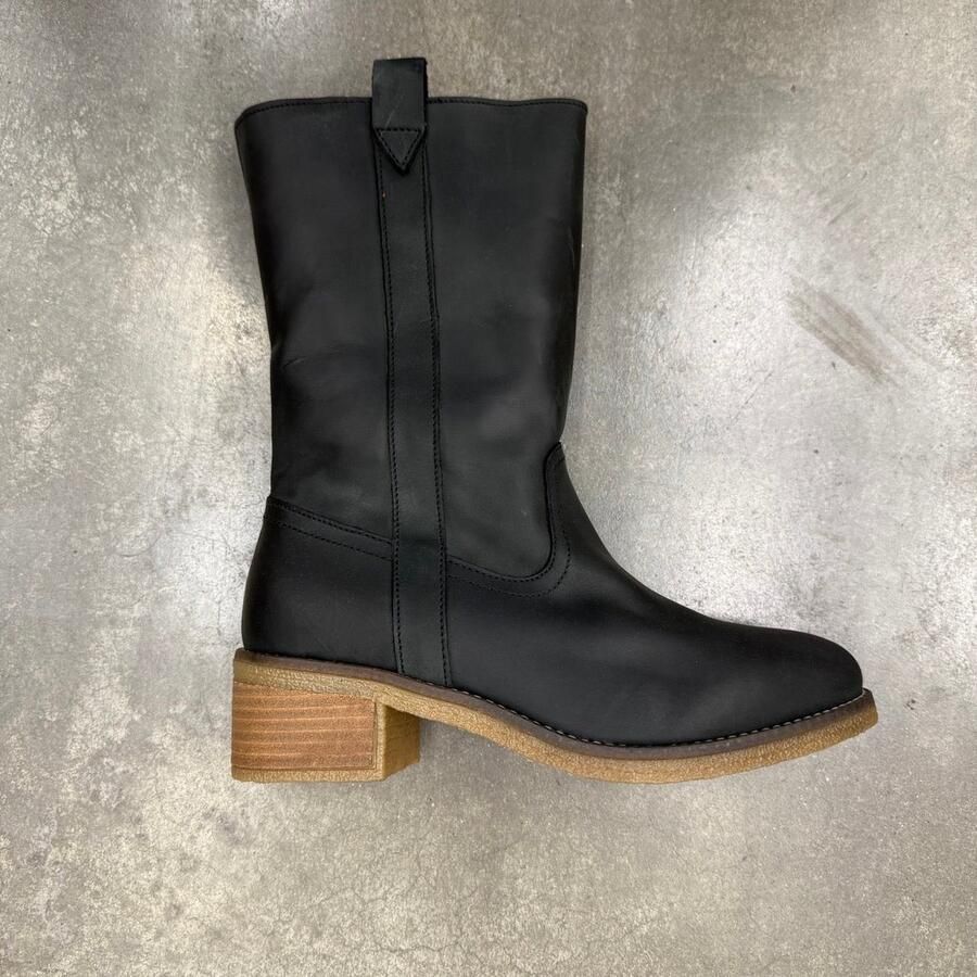 Vaton cowboy laarzen dames zwart waxed nubuck leer