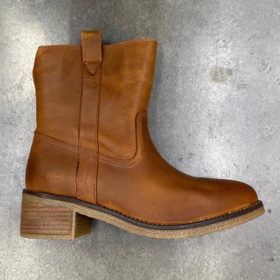 Vaton middelhoge cowboy laarzen dames cognac waxed leer