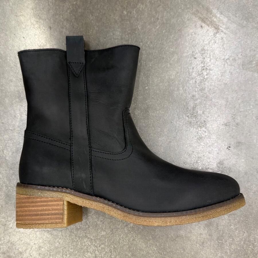 Vaton middelhoge cowboy laarzen dames zwart waxed nubuck leer