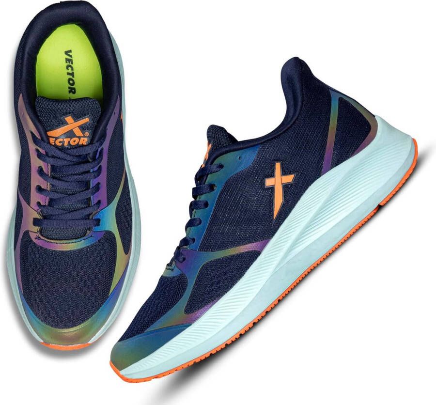 Vector X Reflector Hardloop Joggingschoen Navy EU Materiaal: Mesh Voor mannen en jongens Lichtgewicht Duurzaam en Flexibel Comfortabel Anti-slip Ademend Mesh Volledige vetersluiting