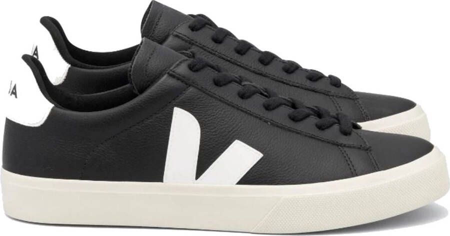 Veja Campo Sneakers in Black and White Chromefree Leather Zwart