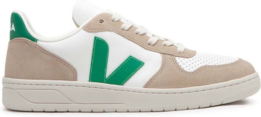 Veja Witte Leren Sneakers met Beige Suède Inzetstukken White