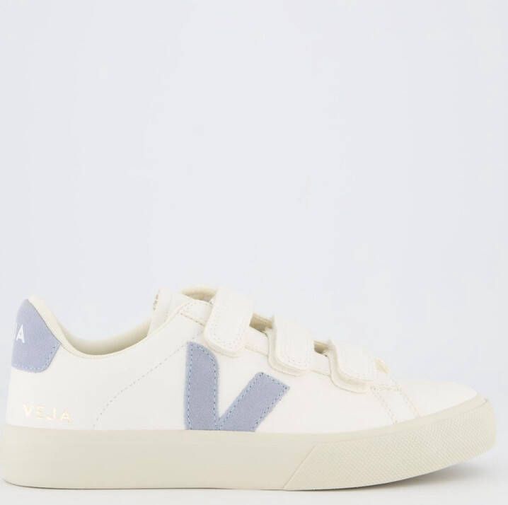 Veja Recife Sneakers Wit Staalblauw Kalfsleer VLogo Handtekening Detail White Dames