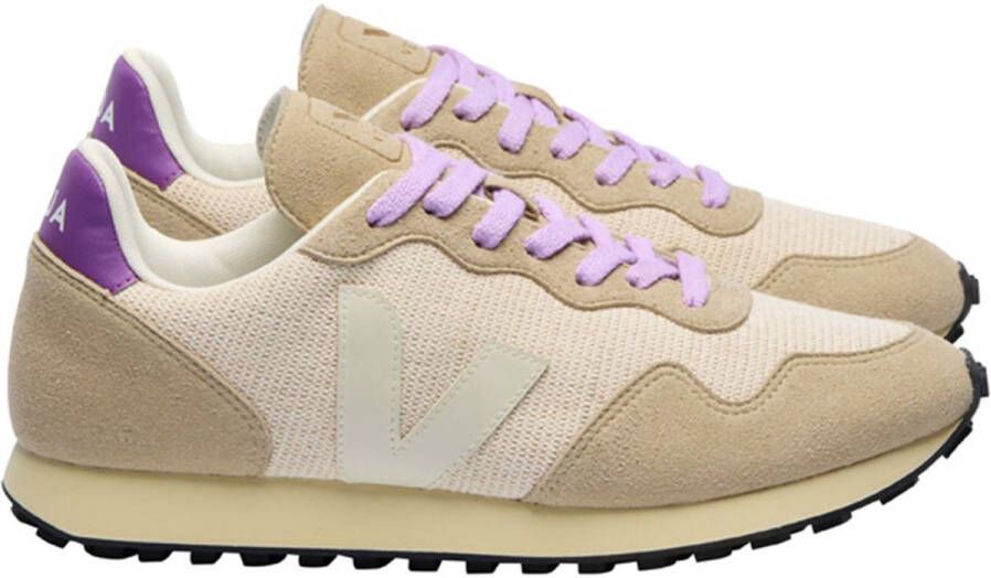 Veja Beige Nylon Sneakers Ronde Neus Beige Dames