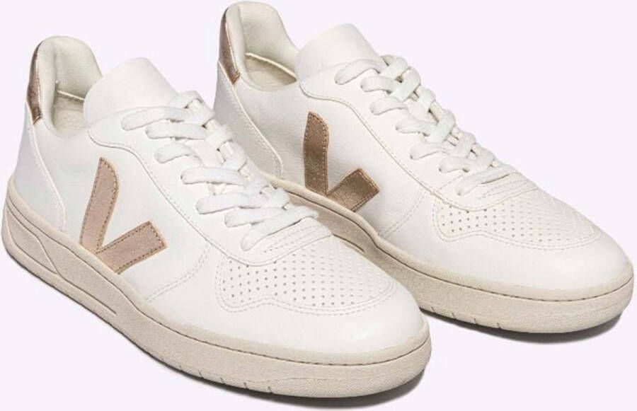 Veja V-10 Chromefree Leather Sneakers Wit Platine Vx0502935 White - Foto 3
