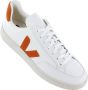 Veja Witte leren herensneakers met bruine suède inzetstukken Wit - Thumbnail 6
