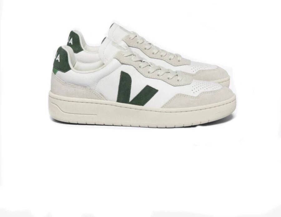 Veja Minimalistische Leren Sneakers in Wit Groen White