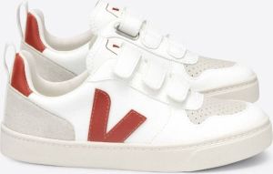 Veja Small-V-10-Velcro Sneaker Junior Wit Donkerrood