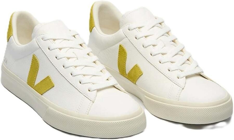 Veja Gecoate Katoenen Sneakers Wit Limoengroen White Dames - Foto 3