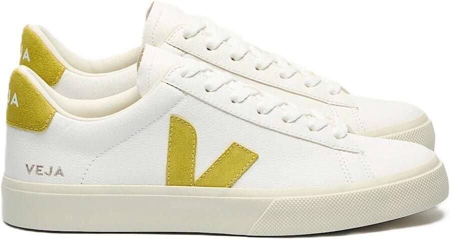 Veja Gecoate Katoenen Sneakers Wit Limoengroen White Dames - Foto 3