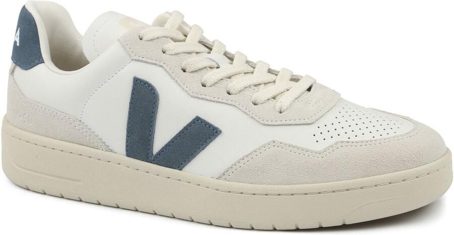 Veja Witte Leren Sneakers Ronde Neus Vetersluiting White Dames