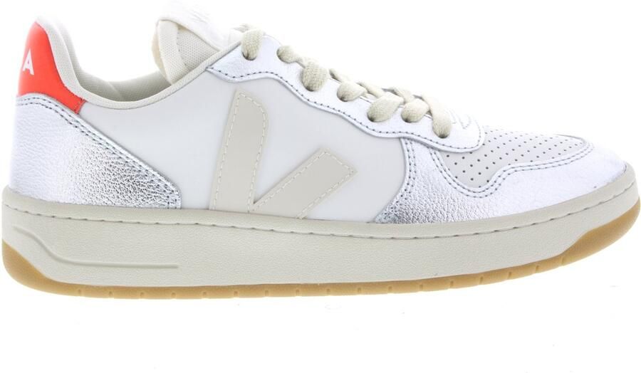 Veja Zilveren Leren Sneakers Chic Stijl