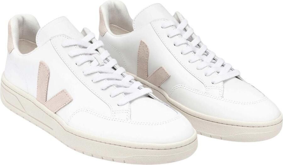 Veja V-12 herensandaal van zandkleurig en wit leer White Heren