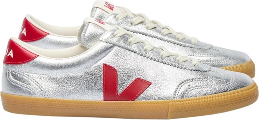 Veja Zilveren Leren Volley Sneakers