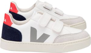 Veja Small-V-12-Velcro Sneaker Kind Wit Donkerblauw