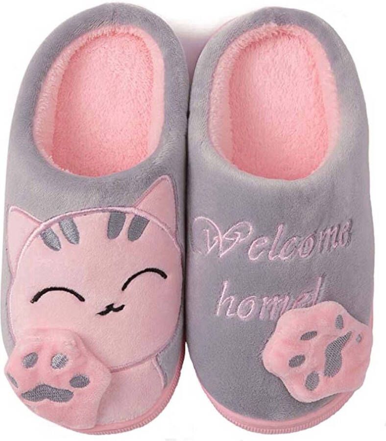 Velox Winter Pluche Slippers Lucky Cat Patroon Herfst Indoor Home Memory Foam Zacht Dikker Warme Pluche Schoenen Slippers