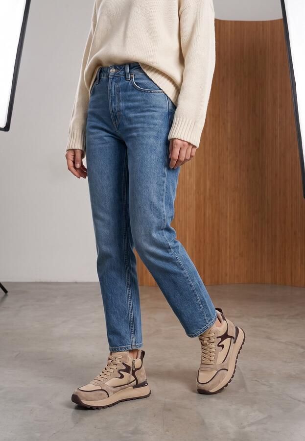 Venezia Beige-bruin Hoge sneakers Suède en leren bovenwerk Zool van