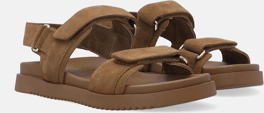 Venezia Beige Dames Sandalen Suède Runderleer Klittenbandsluiting