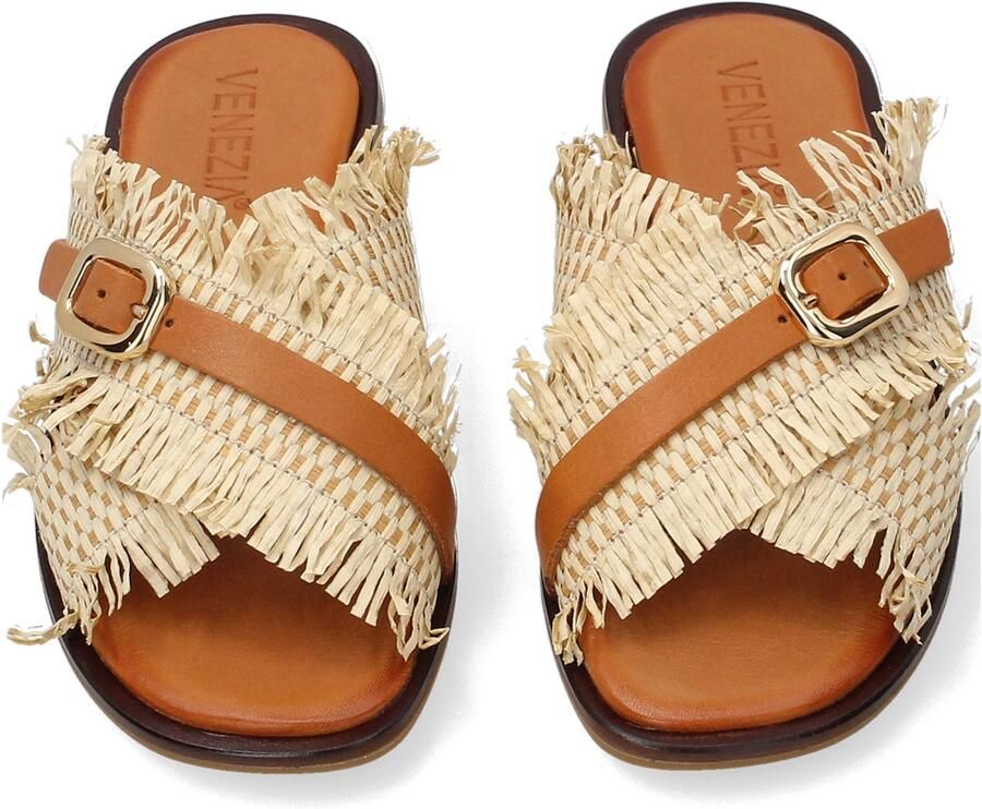 Venezia Beige Dames Slides Gevlochten Bandjes