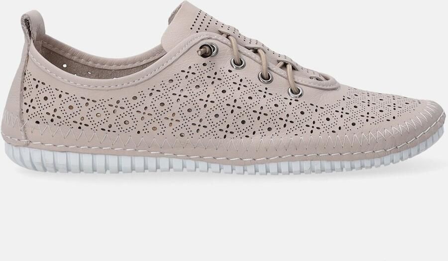Venezia Beige Dames Sneakers Elastische Veters