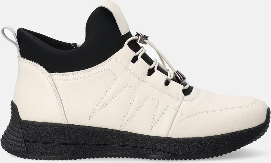 Venezia Dames sneakers Beige Leren en textielen bovenwerk Elastische veters