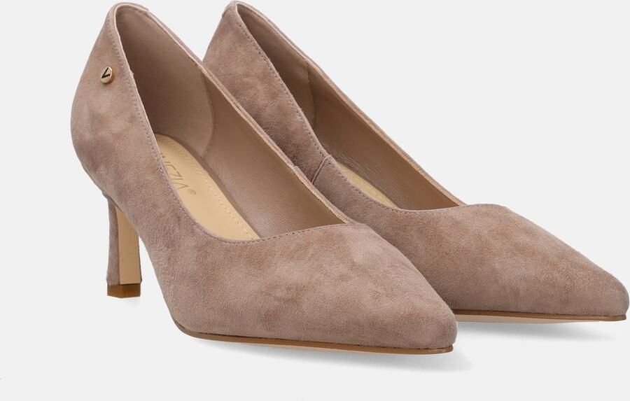 Venezia Beige Damespumps Suède Hakhoogte