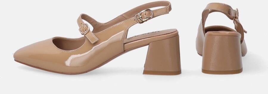 Venezia Beige Lakleren Pumps Blokhak