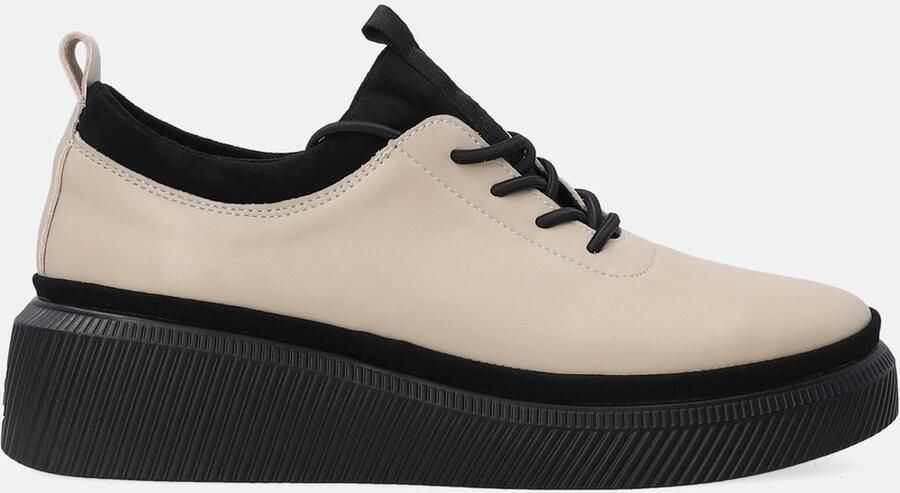 Venezia Leren damessneakers Beige Plateauzool