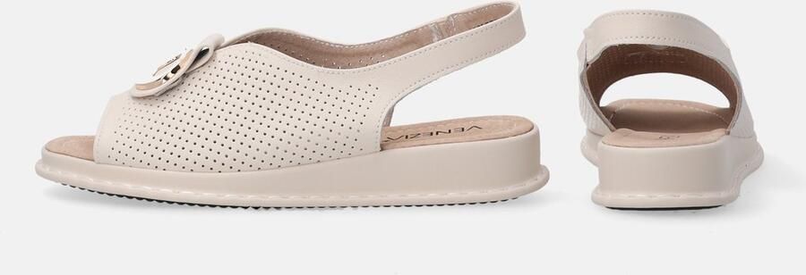 Venezia Beige Sandalen met Gouden Versiering