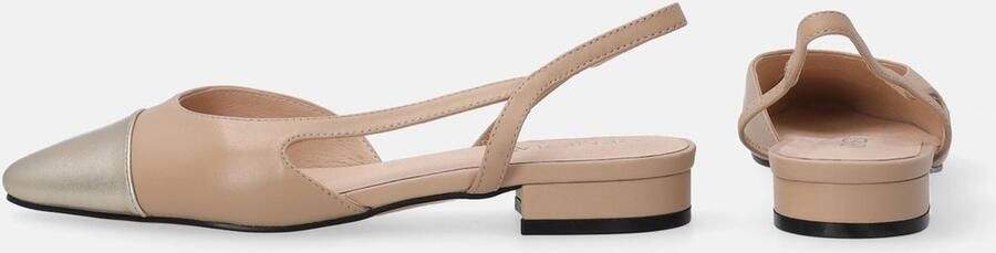 Venezia Beige sandalen Platte sandalen Goudkleurige neus