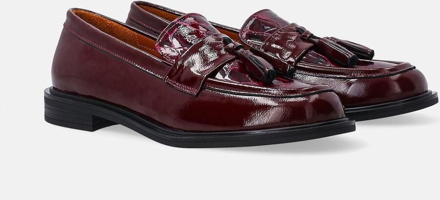 Venezia Bordeauxkleurige Lakleren Mocassins Damesmocassins Met Franjes - Foto 1