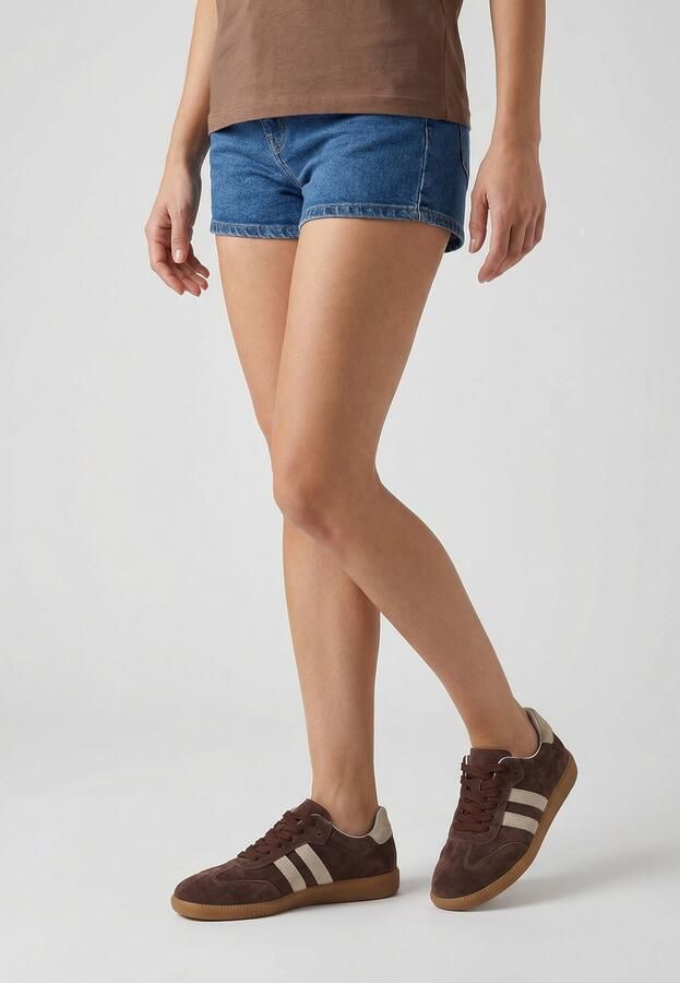Venezia Dames sneakers Bruin suède Beige inzetten