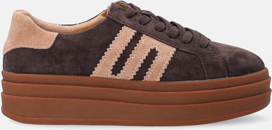 Venezia Dames sneakers Suède Plateauzool Bruin