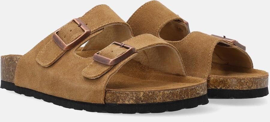 Venezia Bruine Suède Slippers Met Gespen