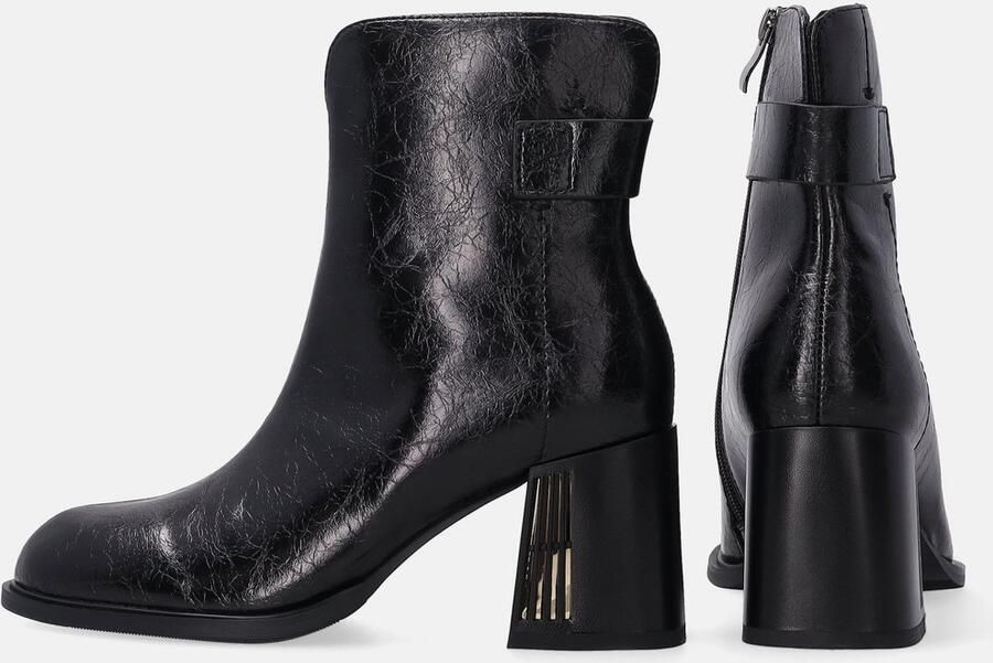 Venezia Zwarte lakleren enkellaarsjes Decoratieve hak