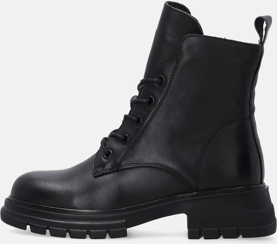 Venezia Zwarte Veterboots Enkellaarzen Massieve Zool Hak