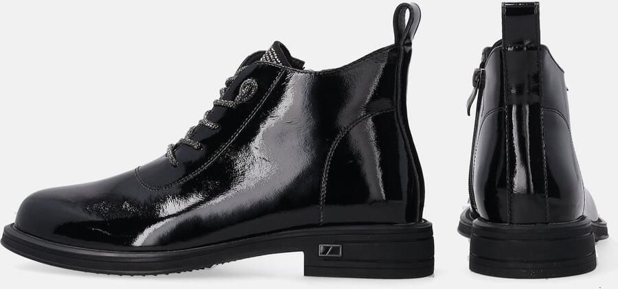 Venezia Dames Lakleren Enkellaarsjes Glanzende Applicatie Veters