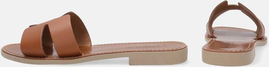 Venezia Dames Slides Bruin Glad Natuurlijk Leer