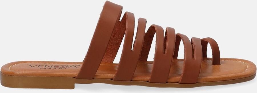 Venezia Dames Slippers Bruin Leer