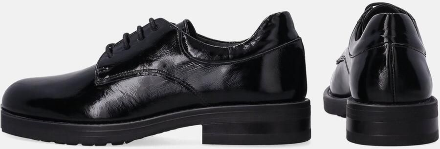Venezia Zwarte gelakte damesveterschoenen Leren bovenwerk Hak van