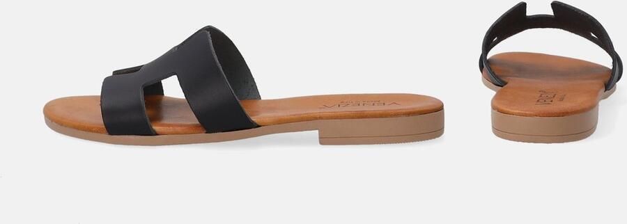 Venezia Dames Leren Slides Bruin