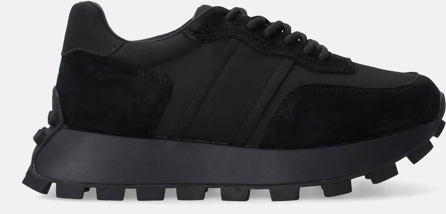 Venezia Sneakers voor dames Zwart Suède en textiel