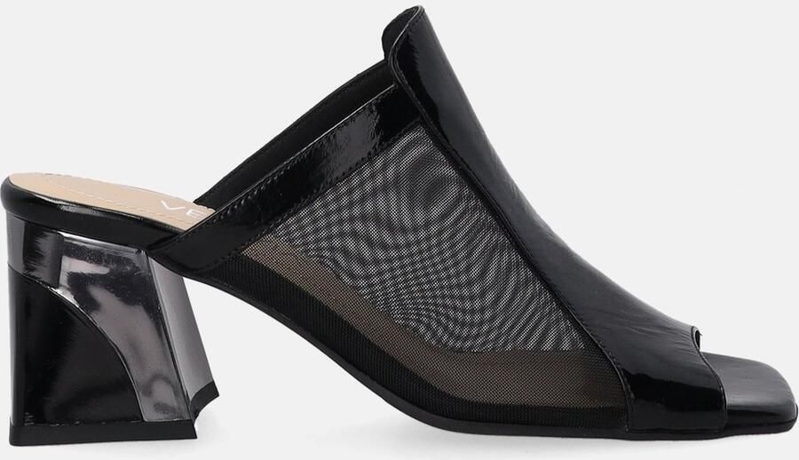 Venezia Elegante Dames Slippers Zwart Leer